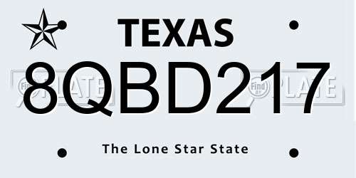 8QBD217 Texas License Plate
