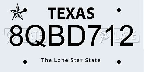 8QBD712 Texas License Plate