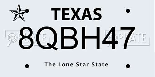 8QBH47 Texas License Plate