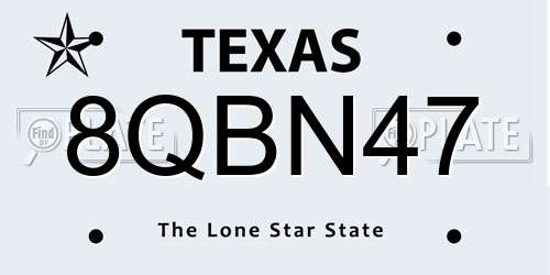 8QBN47 Texas License Plate