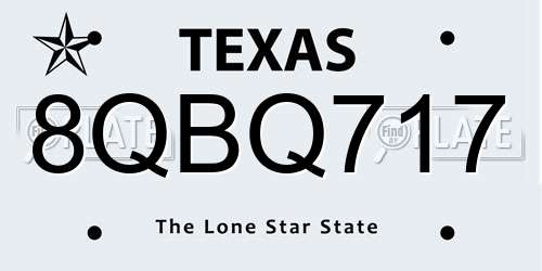 8QBQ717 Texas License Plate