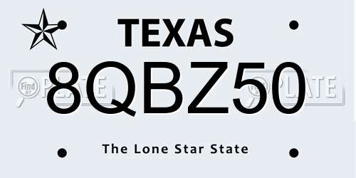 8QBZ50 Texas License Plate