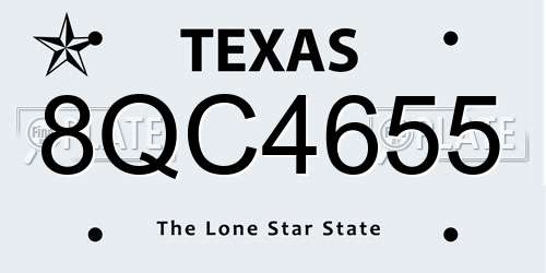 8QC4655 Texas License Plate