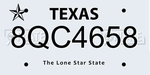 8QC4658 Texas License Plate