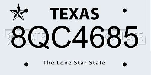 8QC4685 Texas License Plate