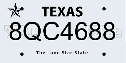 8QC4688 Texas License Plate