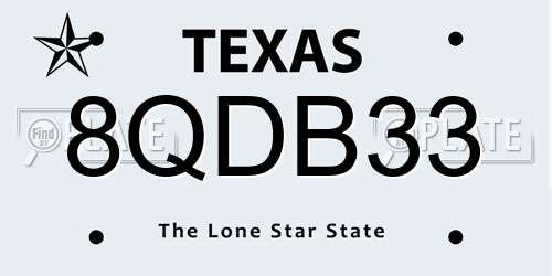 8QDB33 Texas License Plate
