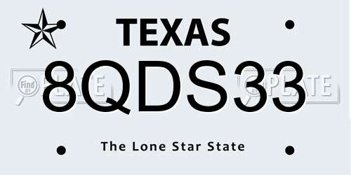 8QDS33 Texas License Plate