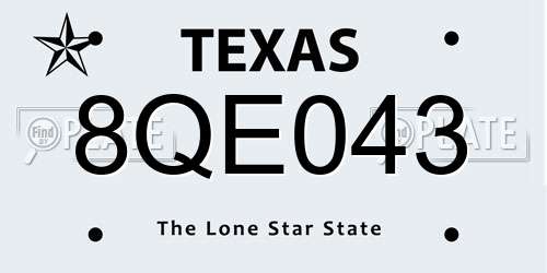 8QE043 Texas License Plate