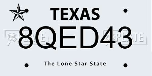 8QED43 Texas License Plate
