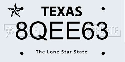 8QEE63 Texas License Plate