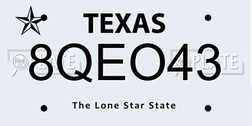 8QEO43 Texas License Plate