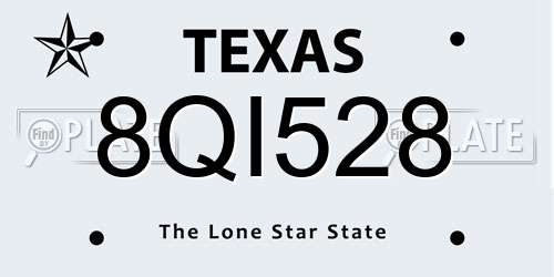 8QI528 Texas License Plate