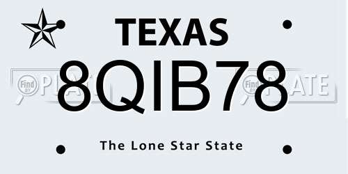 8QIB78 Texas License Plate