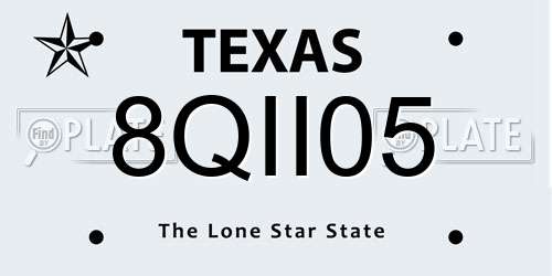8QII05 Texas License Plate