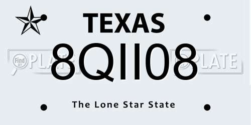 8QII08 Texas License Plate