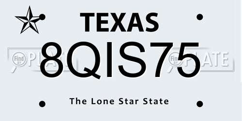 8QIS75 Texas License Plate