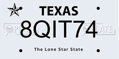 8QIT74 Texas License Plate