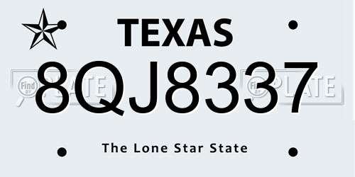 8QJ8337 Texas License Plate