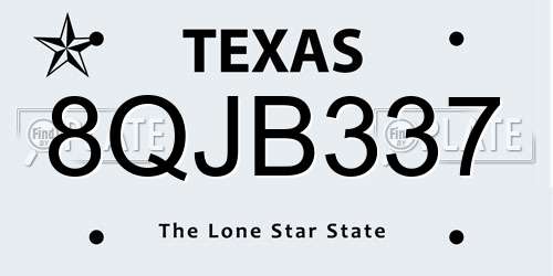 8QJB337 Texas License Plate