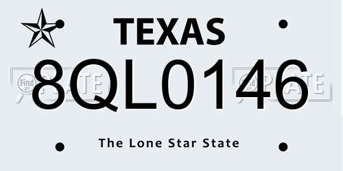 8QL0146 Texas License Plate