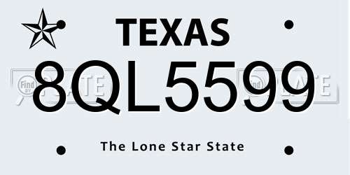 8QL5599 Texas License Plate