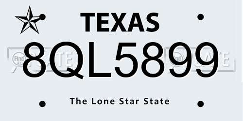 8QL5899 Texas License Plate