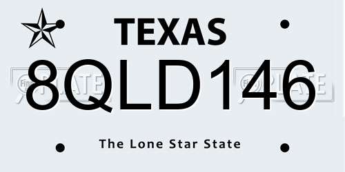 8QLD146 Texas License Plate