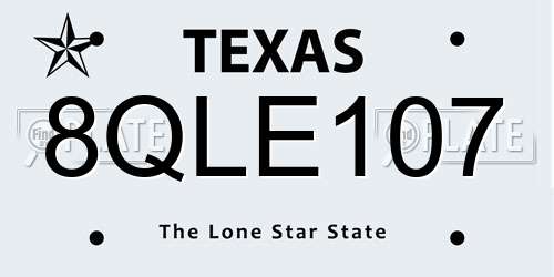8QLE107 Texas License Plate