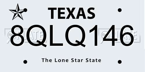 8QLQ146 Texas License Plate