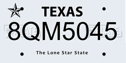 8QM5045 Texas License Plate