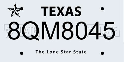 8QM8045 Texas License Plate