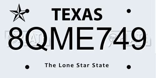 8QME749 Texas License Plate