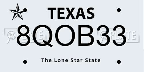 8QOB33 Texas License Plate
