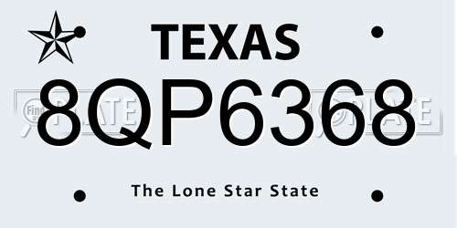 8QP6368 Texas License Plate