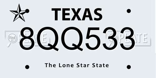 8QQ533 Texas License Plate