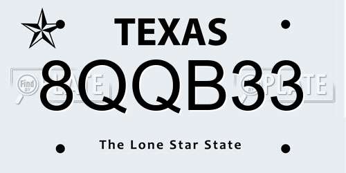 8QQB33 Texas License Plate