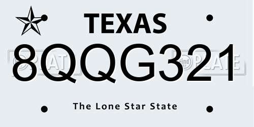 8QQG321 Texas License Plate