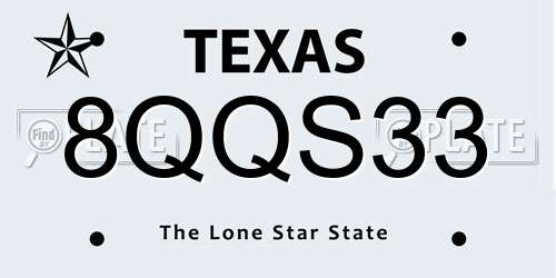 8QQS33 Texas License Plate