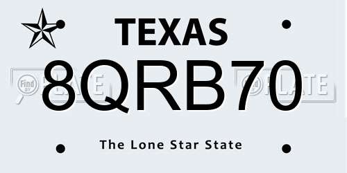 8QRB70 Texas License Plate
