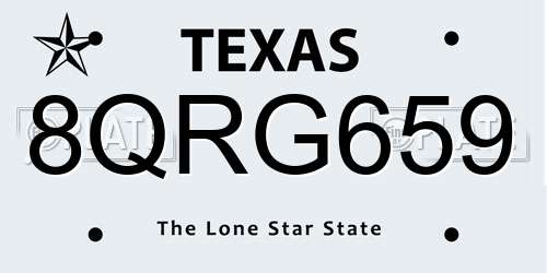 8QRG659 Texas License Plate