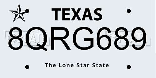 8QRG689 Texas License Plate