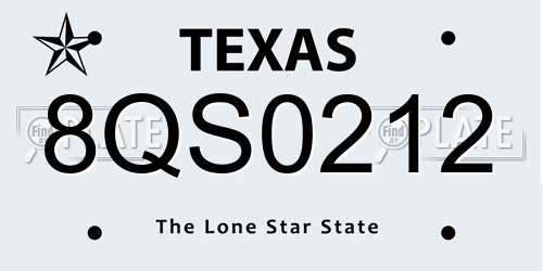 8QS0212 Texas License Plate