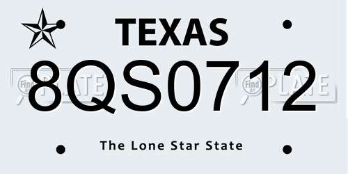 8QS0712 Texas License Plate