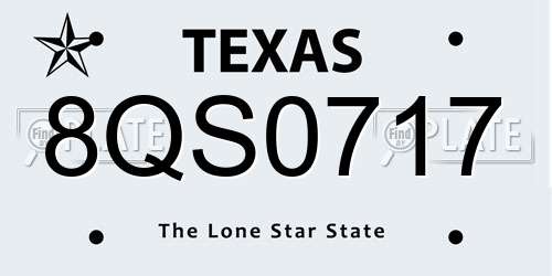 8QS0717 Texas License Plate