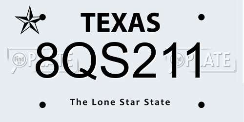 8QS211 Texas License Plate