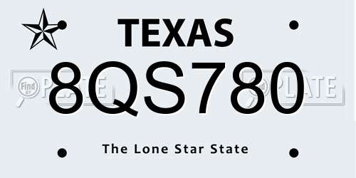 8QS780 Texas License Plate