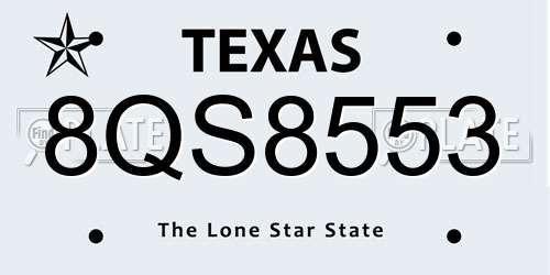 8QS8553 Texas License Plate