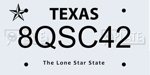 8QSC42 Texas License Plate