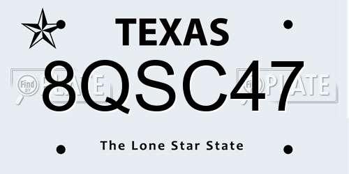 8QSC47 Texas License Plate
